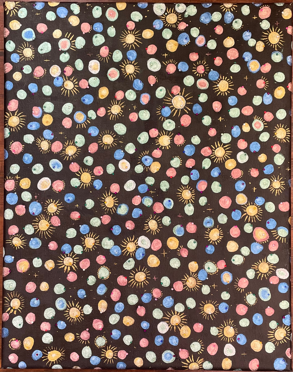 Squint - 11x14in Original Mixed Media Painting on Gallery Wrapped Canvas - Abstract Glitter Artwork