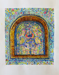 Pastel Tiles - 8x11 inch Original Watercolor Painting - Mosque Artwork
