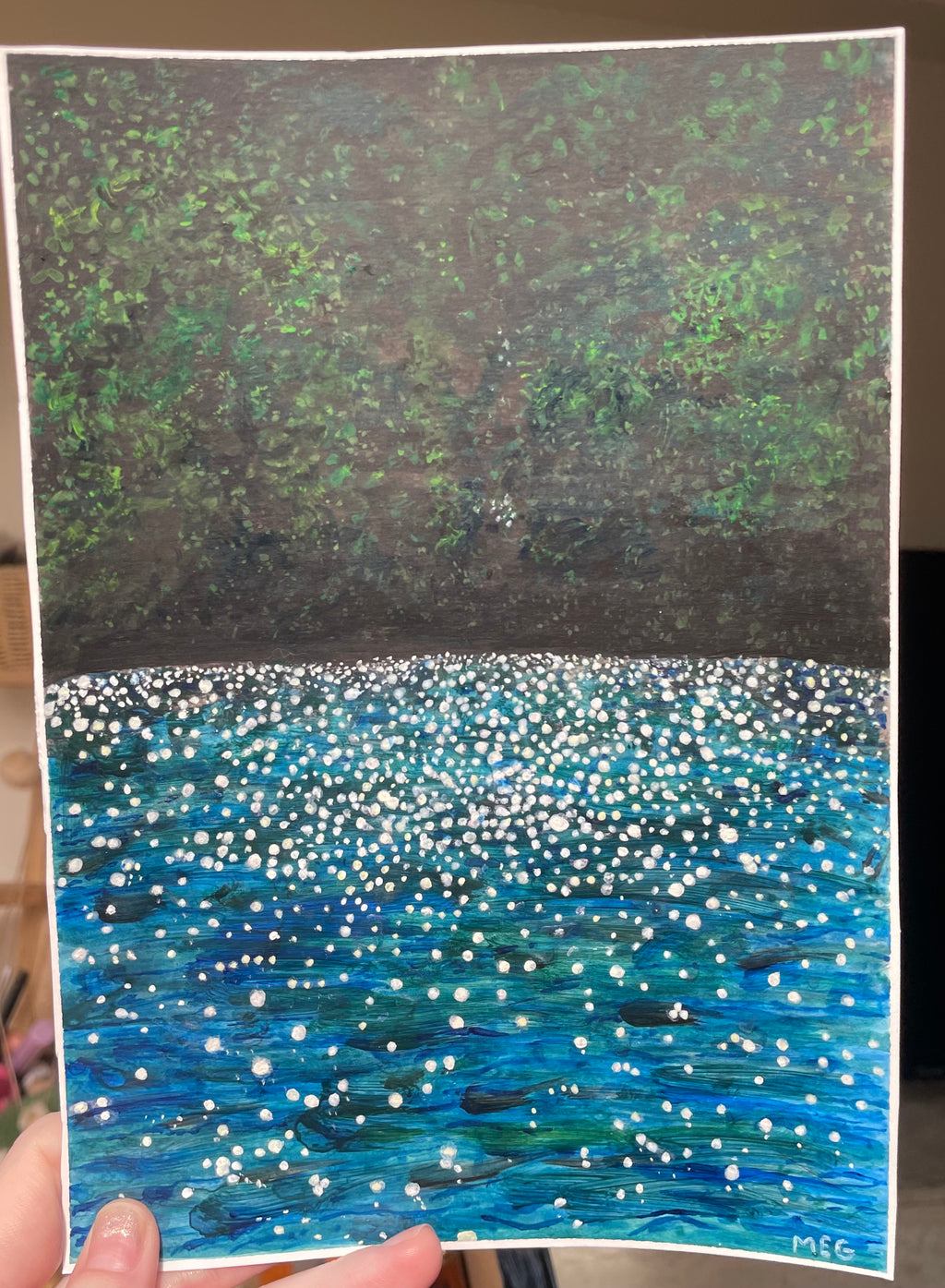La Croix - 9.75x6.75in Original Acrylic Painting - Sparkling Lake Water Painting
