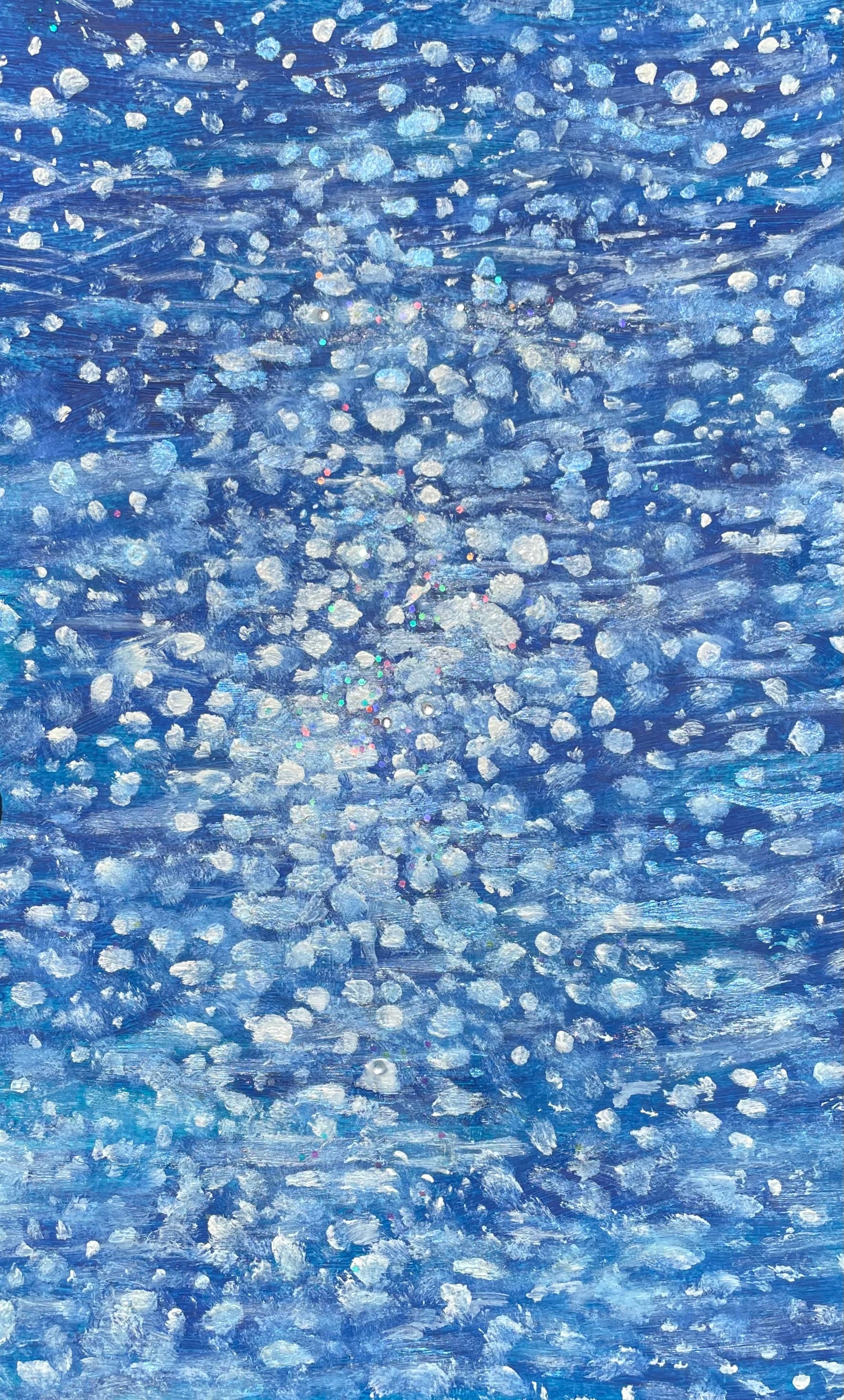 Light Meets Water - 9x6in Original Mixed Media Acrylic Painting on Premium Canvas Paper- Sparkling Water 3D Artwork