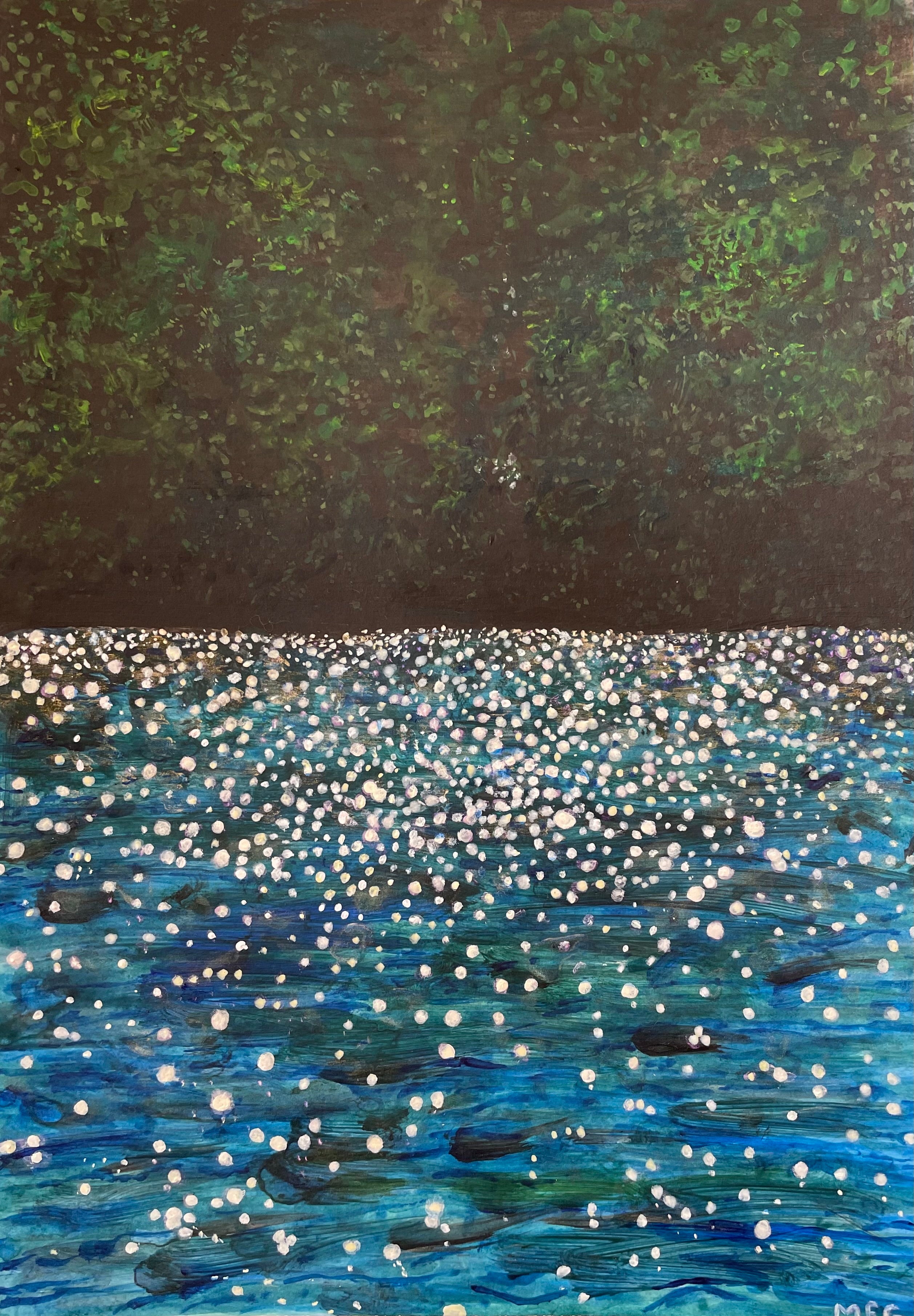 La Croix - 9.75x6.75in Original Acrylic Painting - Sparkling Lake Water Painting