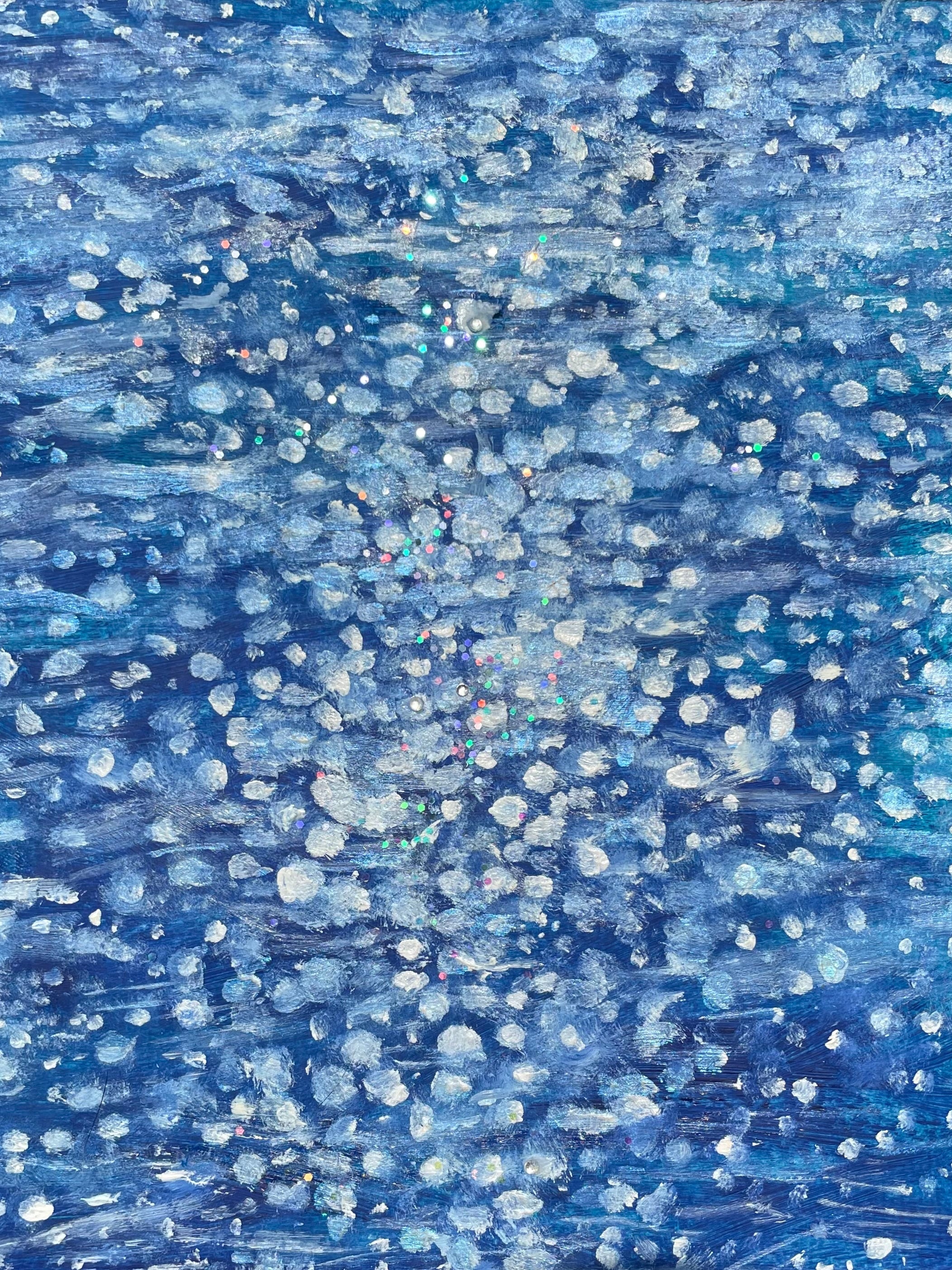 Light Meets Water - 9x6in Original Mixed Media Acrylic Painting on Premium Canvas Paper- Sparkling Water 3D Artwork