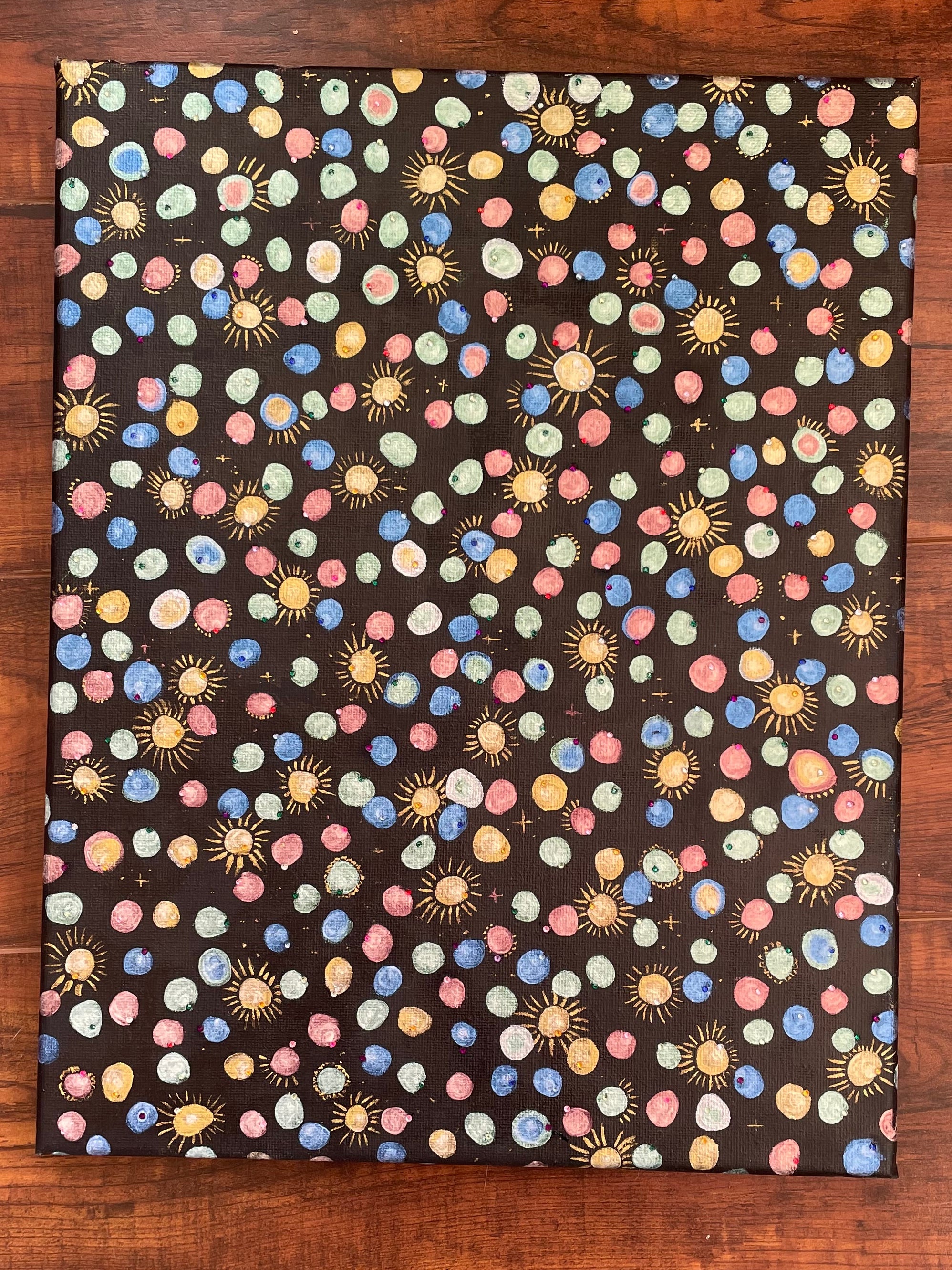 Squint - 11x14in Original Mixed Media Painting on Gallery Wrapped Canvas - Abstract Glitter Artwork