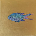 Iridescent Fish - 4x4in Original Mixed Media AcrylicPainting on Miniature Gallery Wrapped Canvas - Art for Cats