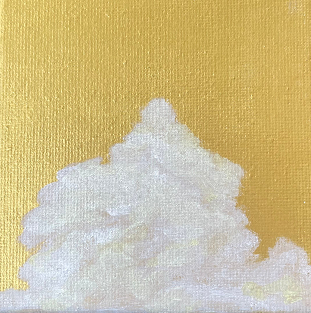 Golden Clouds - 4x4in Original Acrylic Painting on Miniature Gallery Wrapped Canvas - Art for Cats