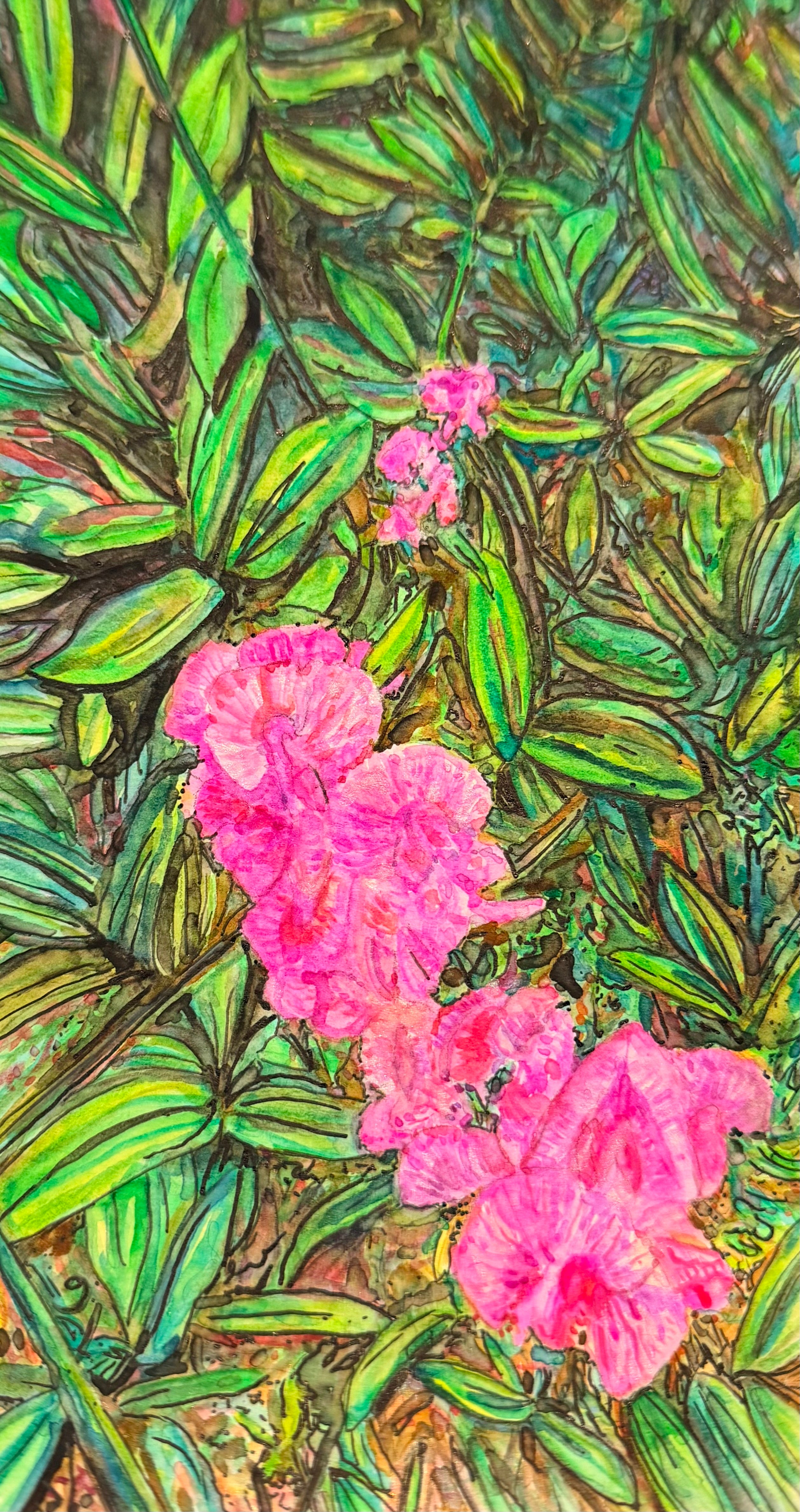Sweet Peas - Original 8.58 x 4.25 in Watercolor Painting - Pink Floral Artwork
