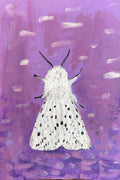 Spotted Fuzzy Moth - 9x6in Original Mixed Media Acrylic Painting on Premium Canvas Paper - Bug Artwork