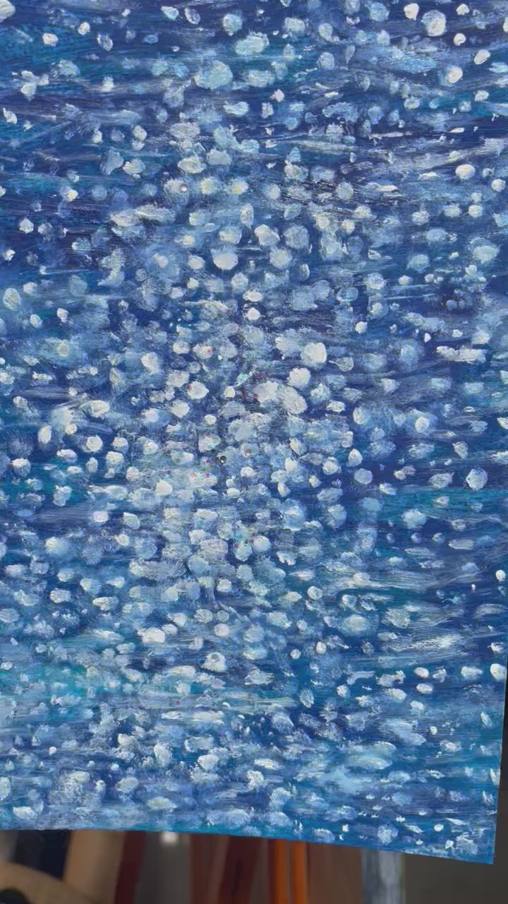 Light Meets Water - 9x6in Original Mixed Media Acrylic Painting on Premium Canvas Paper- Sparkling Water 3D Artwork